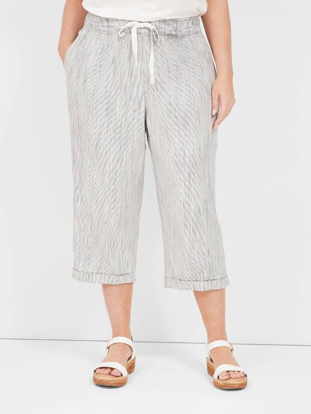 Lane Bryant Soft Capri Pants NWT Size 18/20 Stripe Pull On Cropped Pants